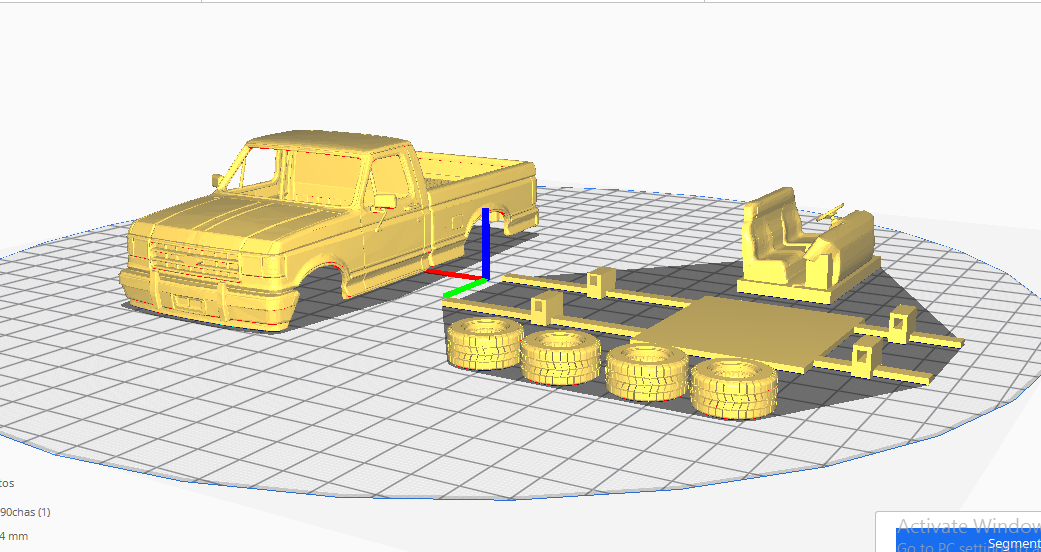 camioneta ford f100 pick up ,chasis,ruedas,,,lista para usar ejes de 2mm