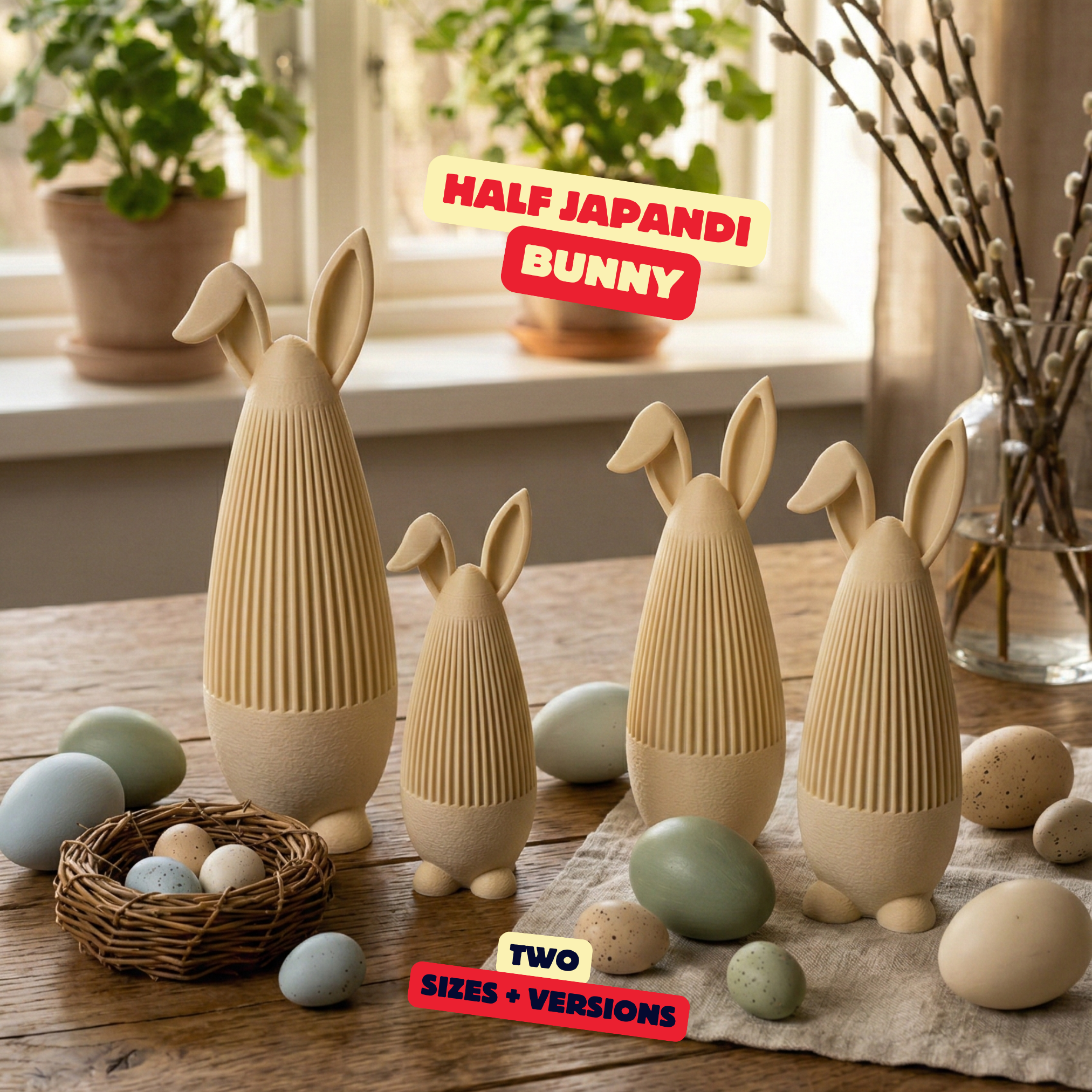 HALF JAPANDI BUNNY - NORMAL VERSION / MODERN EASTER DECOR / BUNNY DECOR / HOMEDECOR / DECOR
