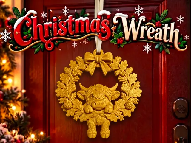 Christmas Highland Cow Wreath