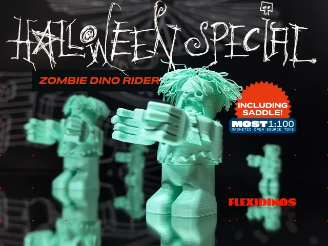 FlexiDinos – Throgg of the Layers the Zombie Dino Rider – MOST 1:100 Compatible Magnetic Action Figure