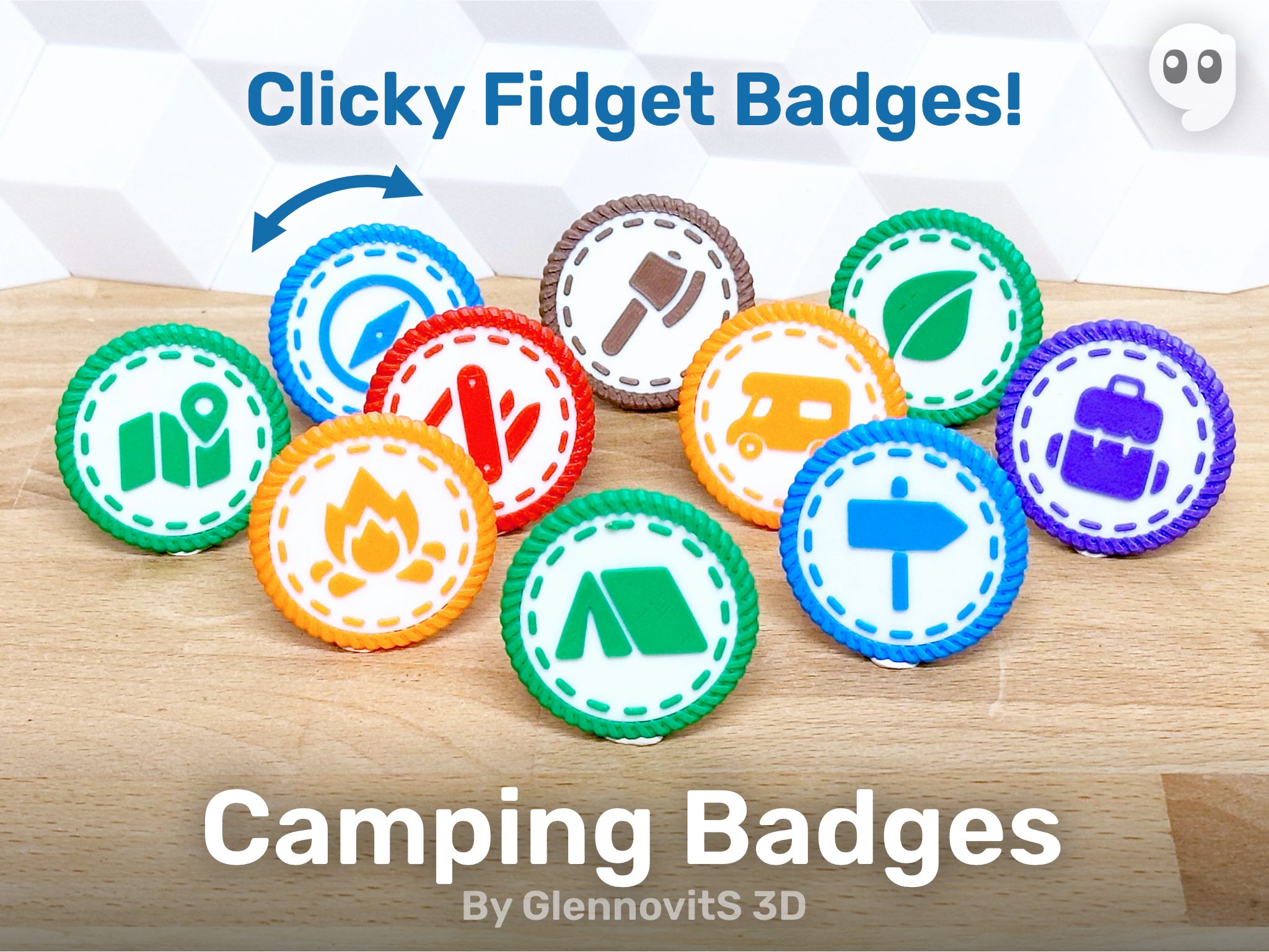 Camping Achievement Badges (clicky fidget outdoor awards)