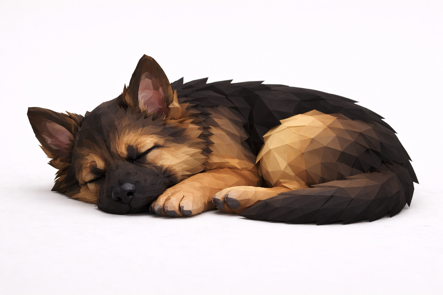 German Shepherd Dog Sleeping Puppy Low Poly