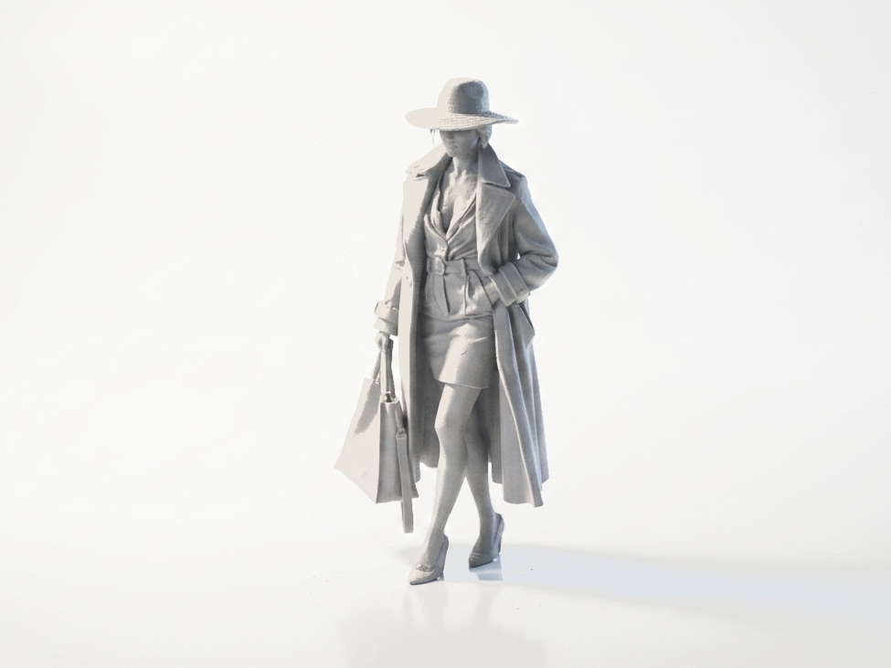 Coat Lady Figurine Female Fashion 3D Printable