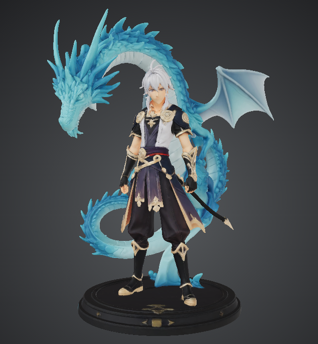 Statue of Hero 1 with Dragon