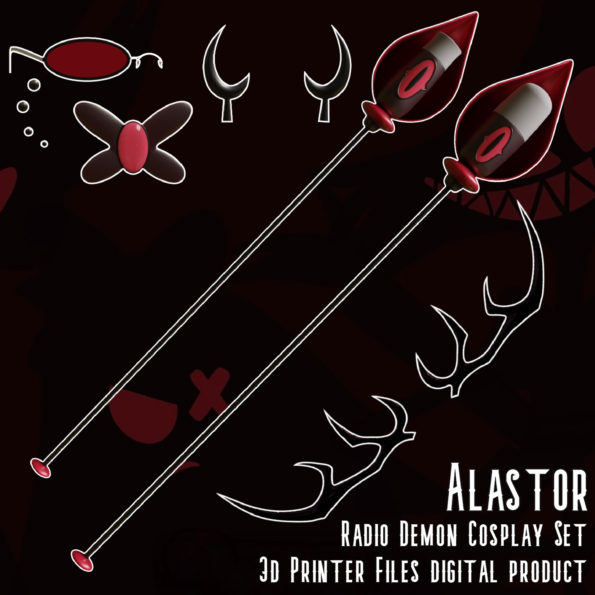 Alastor Cospay Mic Set Hazbin Hotel
