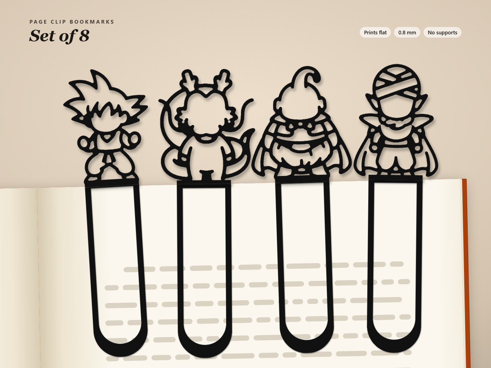Dragon Ball Page Clip Bookmarks - Set of 8