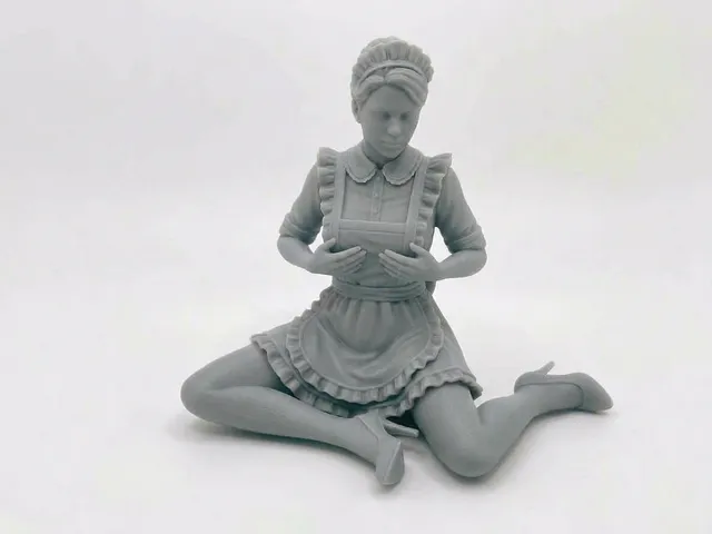 Sexy French Maid Figure: Alluring Sitting Maid Outfit Statue