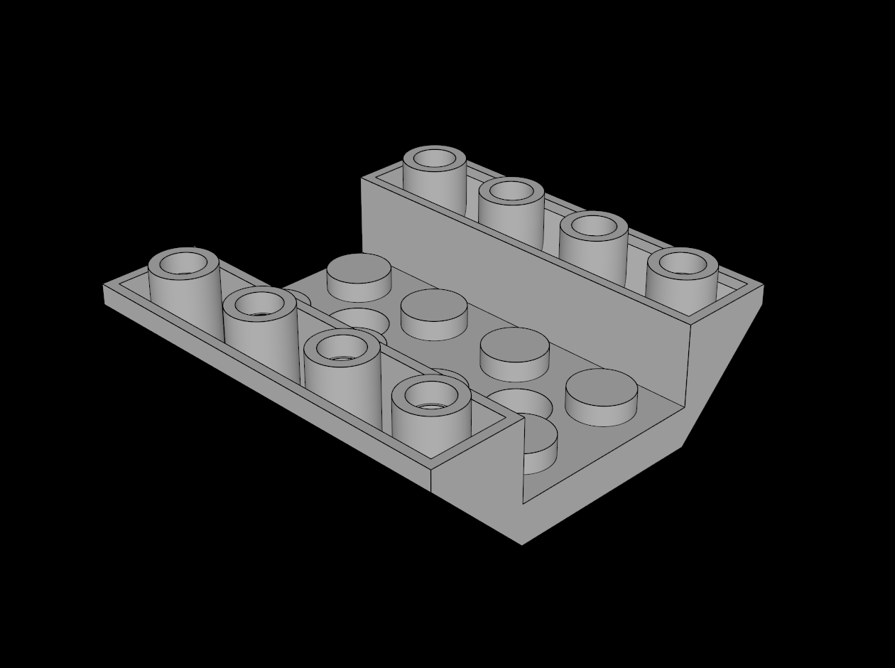 Lego Compatible (72454.dat) Slope Brick 45  4 x  4 Double Inverted with Open Centre and 2 Holes