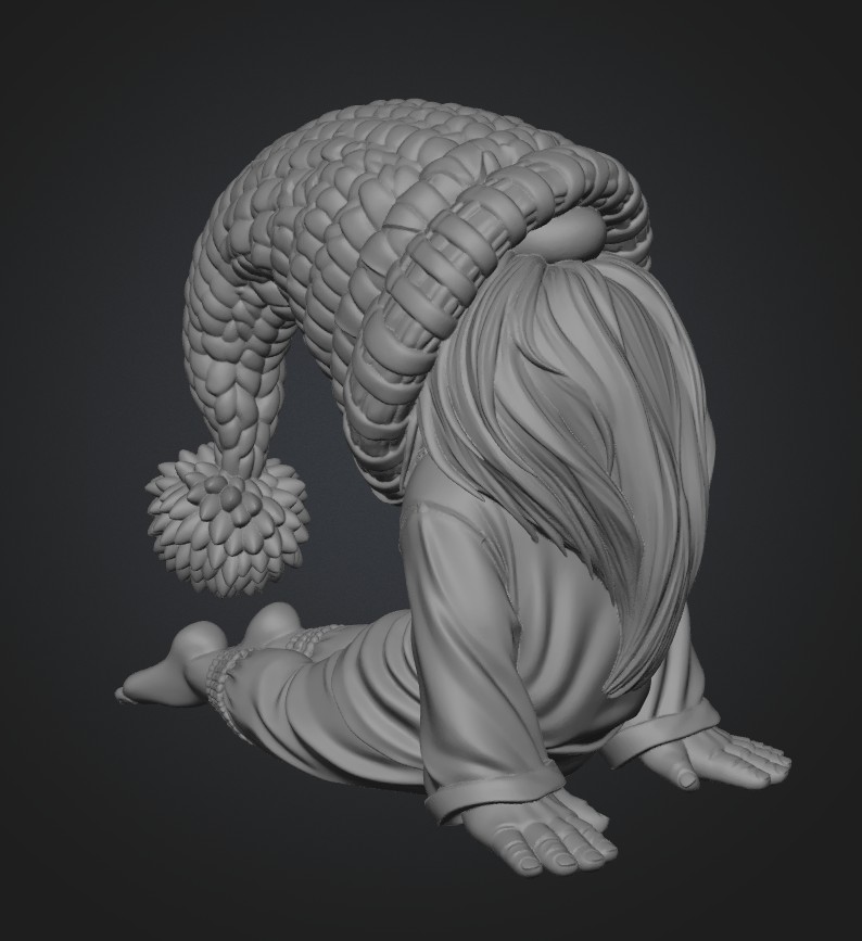 Cozy Gnome in an Orange Knit Hat 3D model