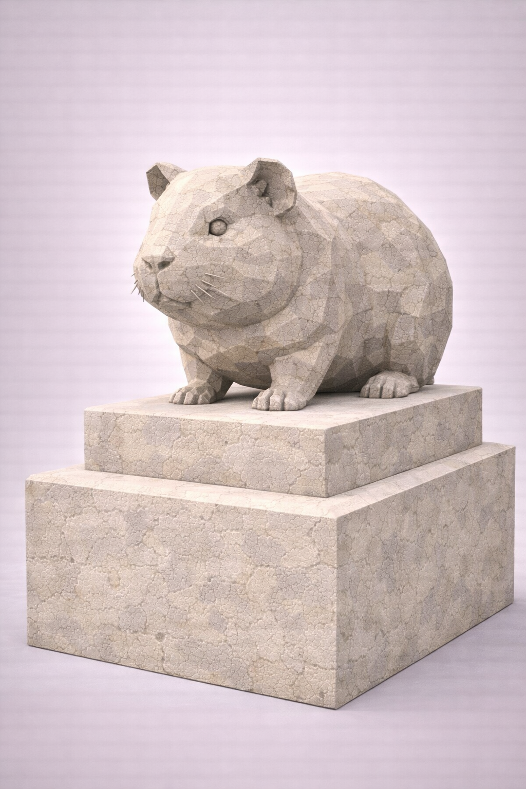 Short-haired Guinea Pig Statue Low Poly