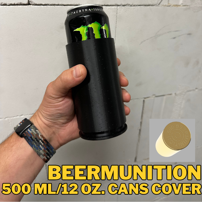BEERMUNITION .500 - 500ml / 12oz. Bullet shape can cover