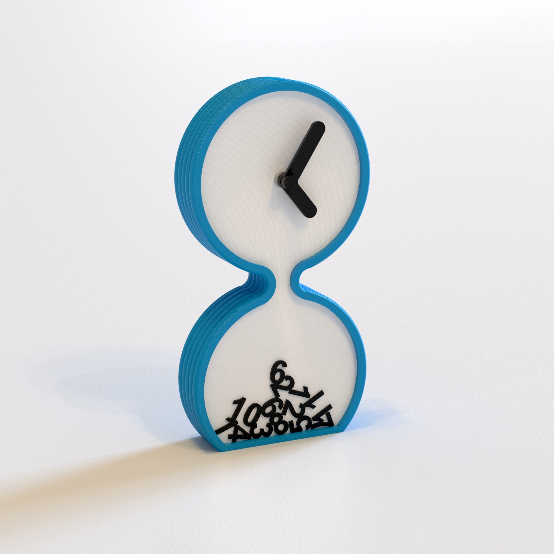 Hourglass-shaped table clock
