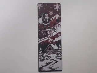 Santa Sleigh Flying Snowy Cabin Bookmark