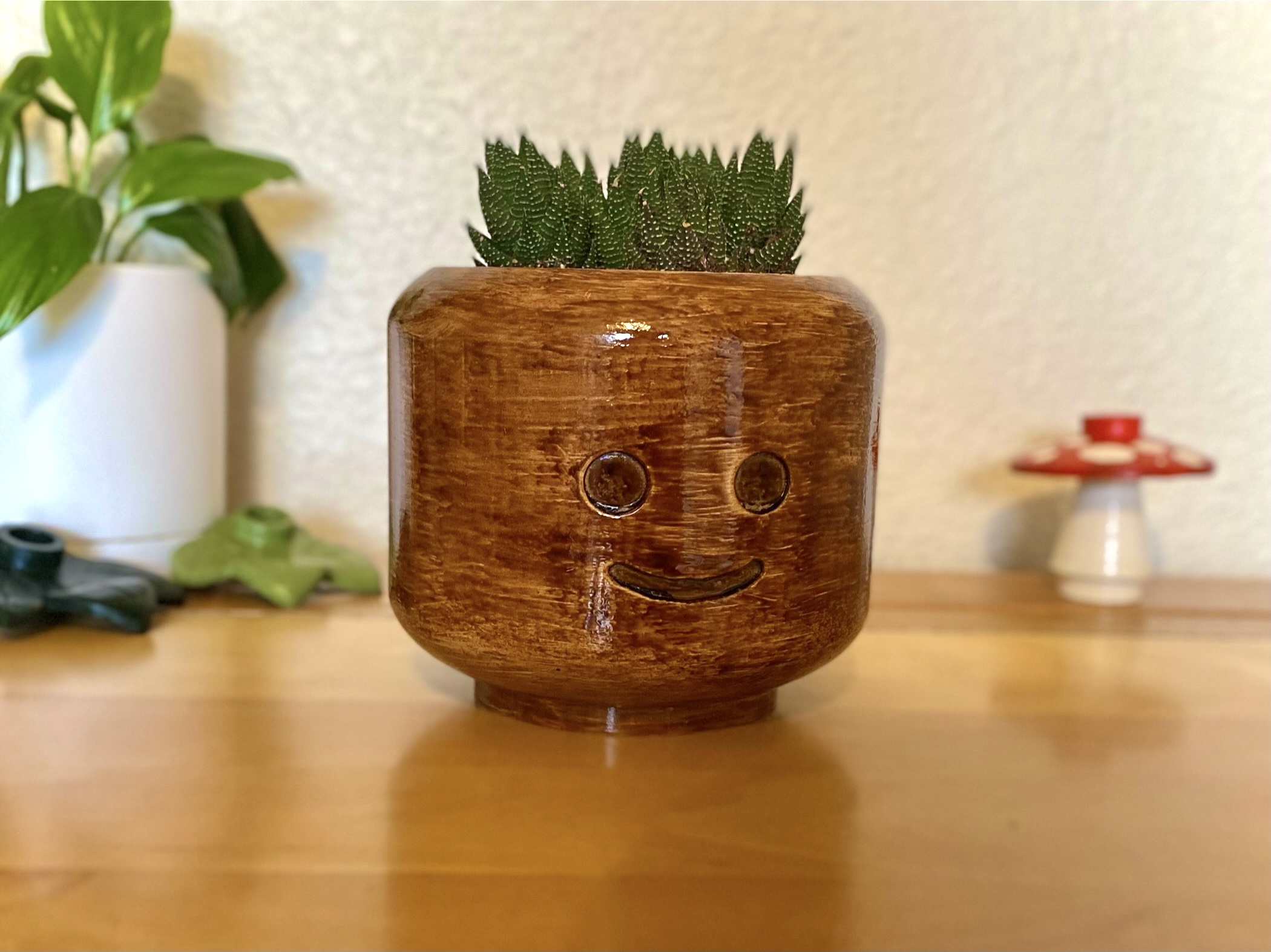 Lego Minifigure Head Pot - Overwatering Protective
