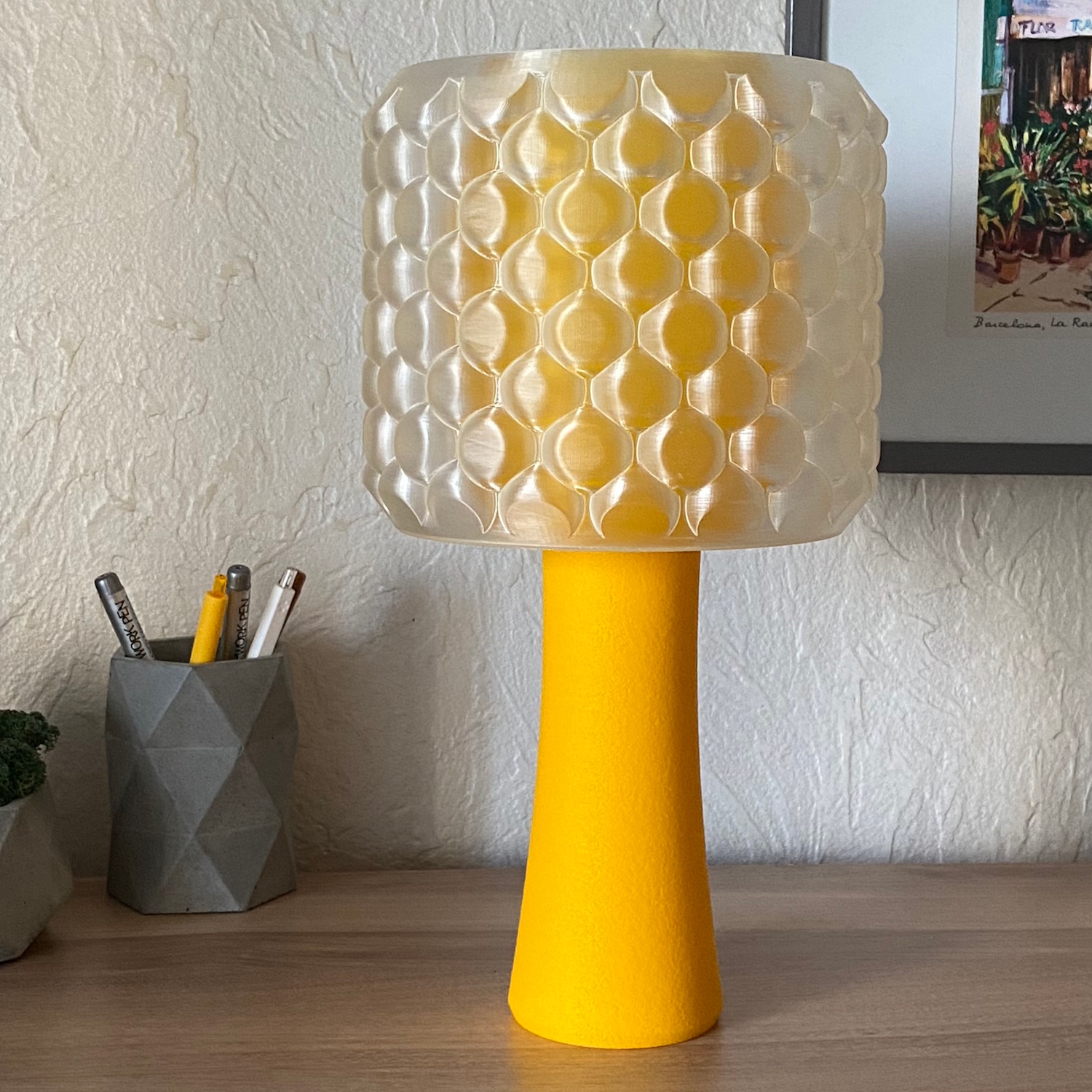 Retro Table Lamp - Bubble Shade with Pedestal Base