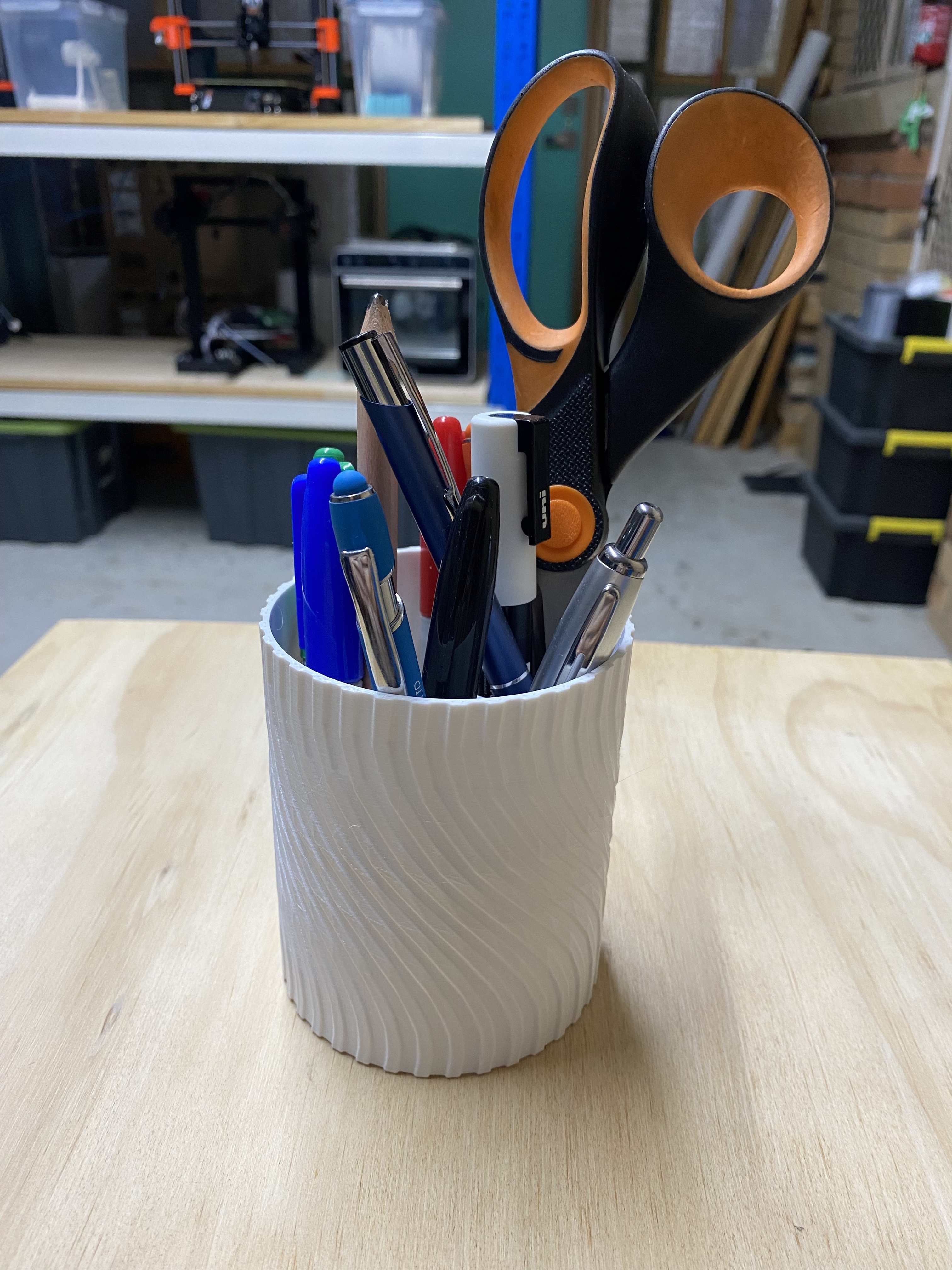 Twisted Pencil Cup with internal dividers