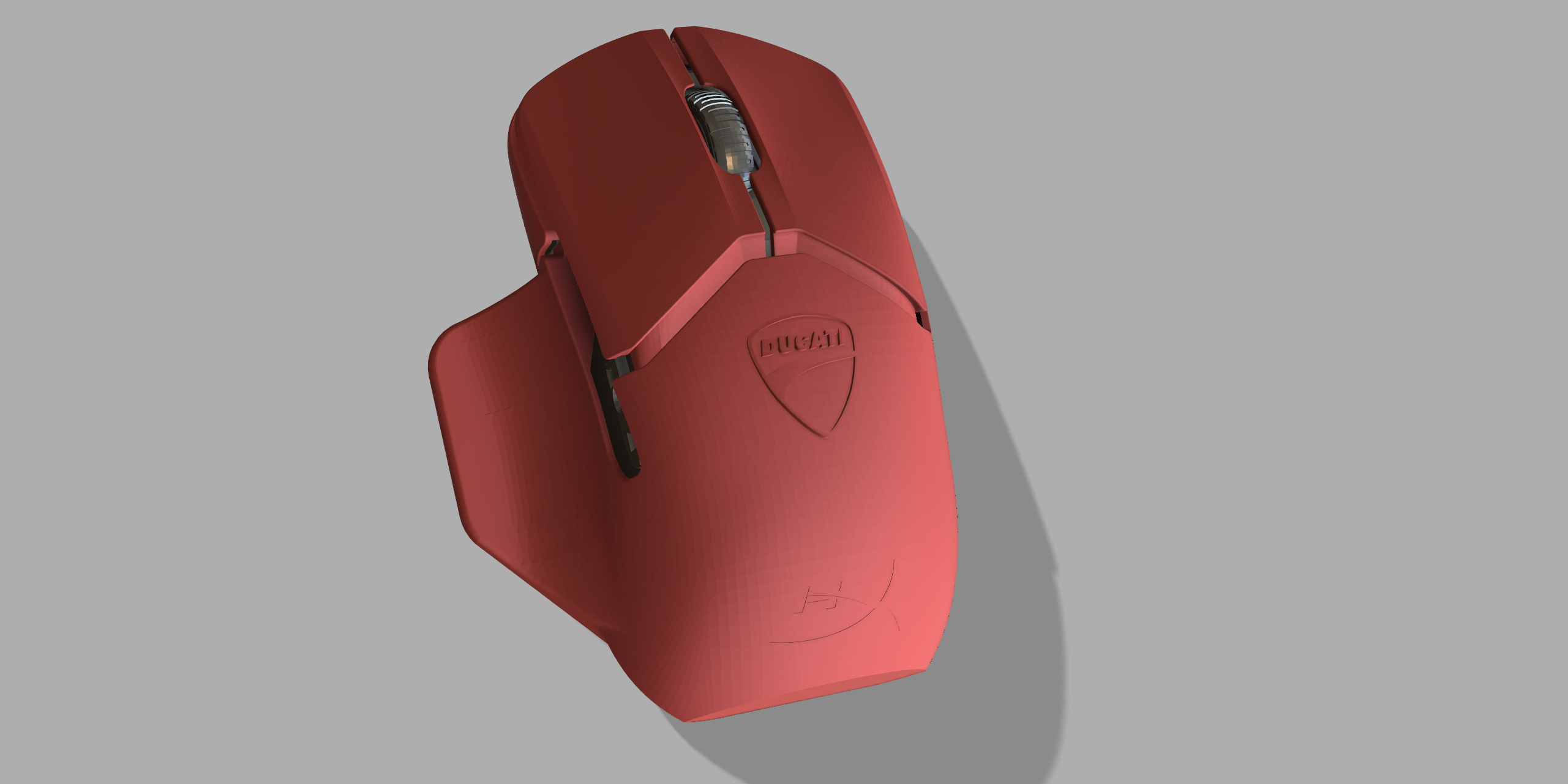 HyperX Pulsefire Saga mouse covers and buttons with motorcycle manufacturer logos - Coques de souris et boutons HyperX Pulsefire Saga avec le logo de constructeurs moto