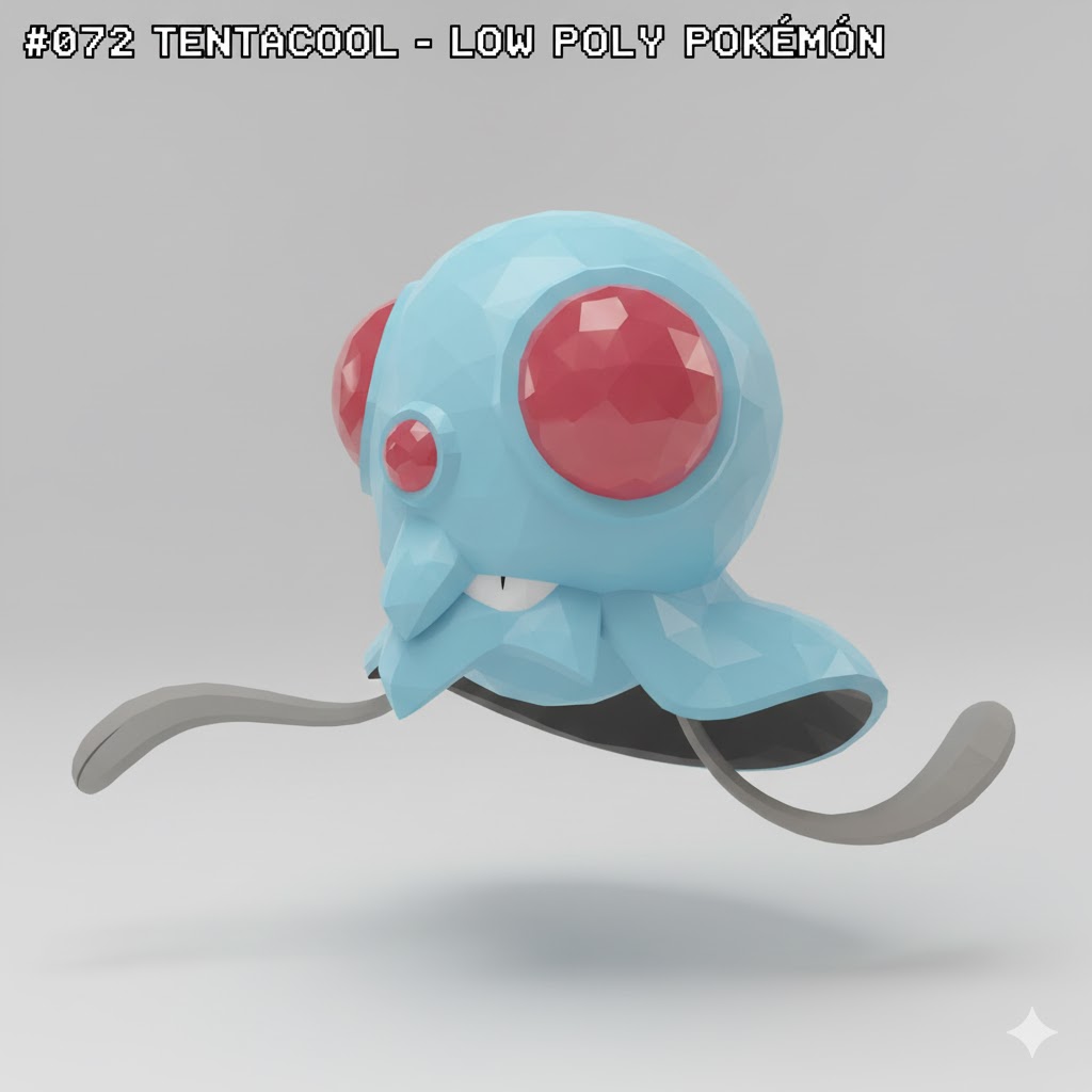 #072 Tentacool – Low Poly Pokémon