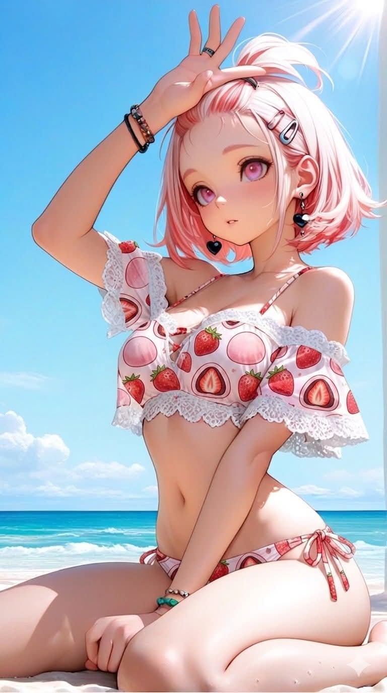 Strawberry Sunlit Beach