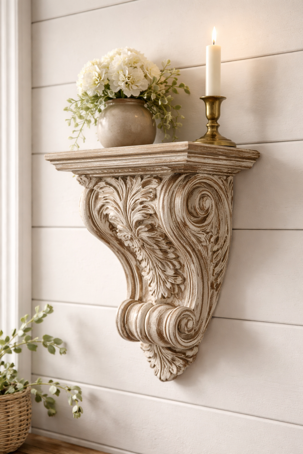 Antique Scroll Corbel Shelf – Farmhouse Wall Decor