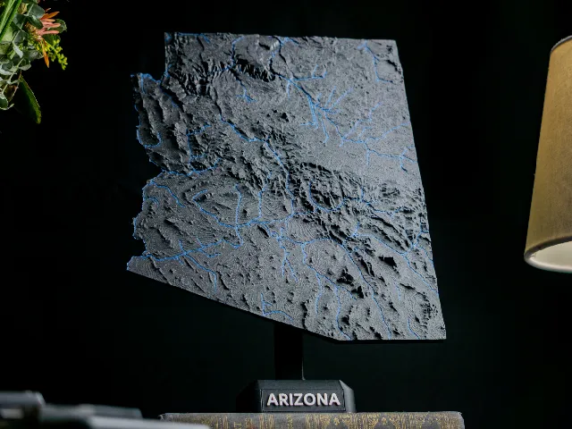 Arizona, USA (AZ) Topographic Map with Rivers