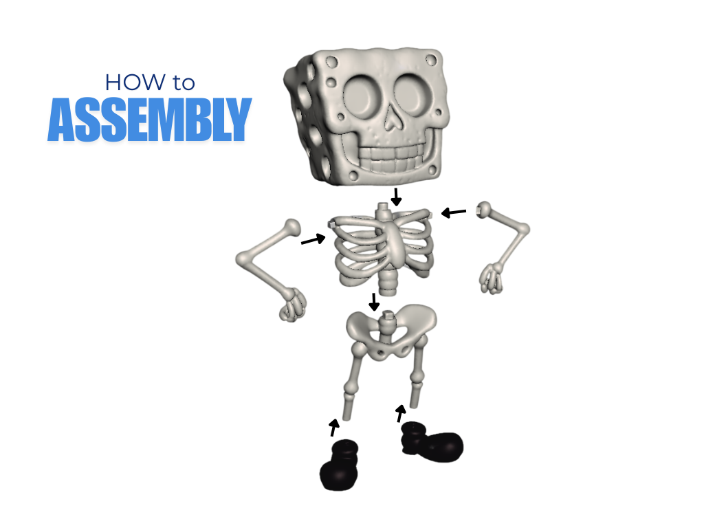 Miniatura 2 do modelo 3D Spongebob skeleton | no AMS