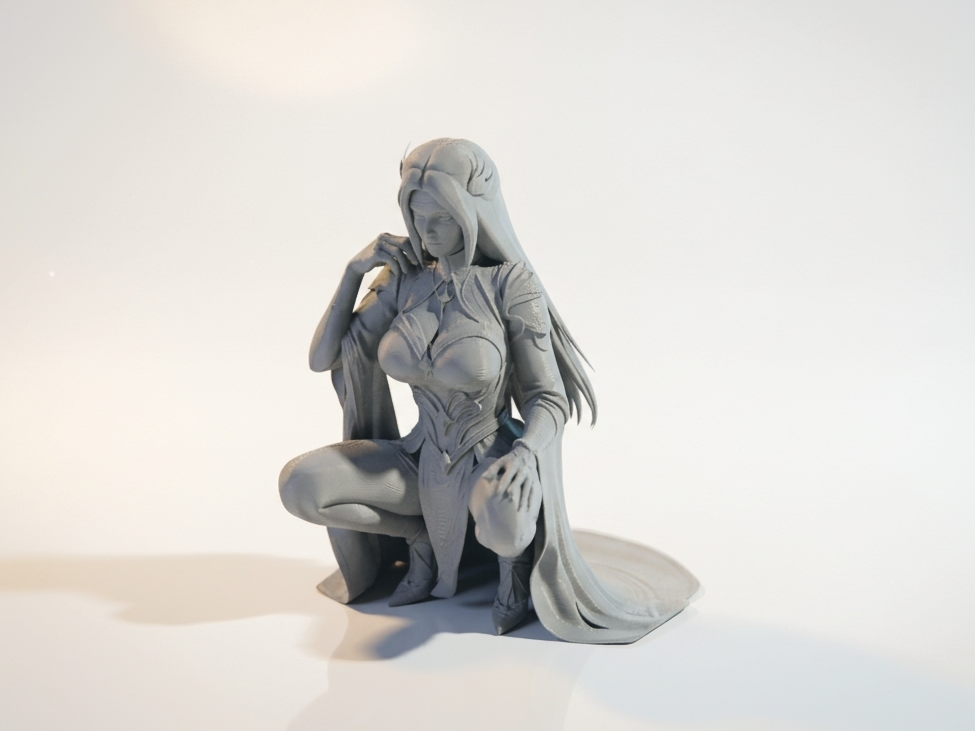 Squatting Lady Figurine Female Figure 3D Printable