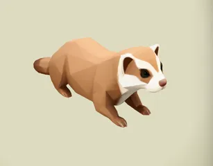 Low poly ferret laying down