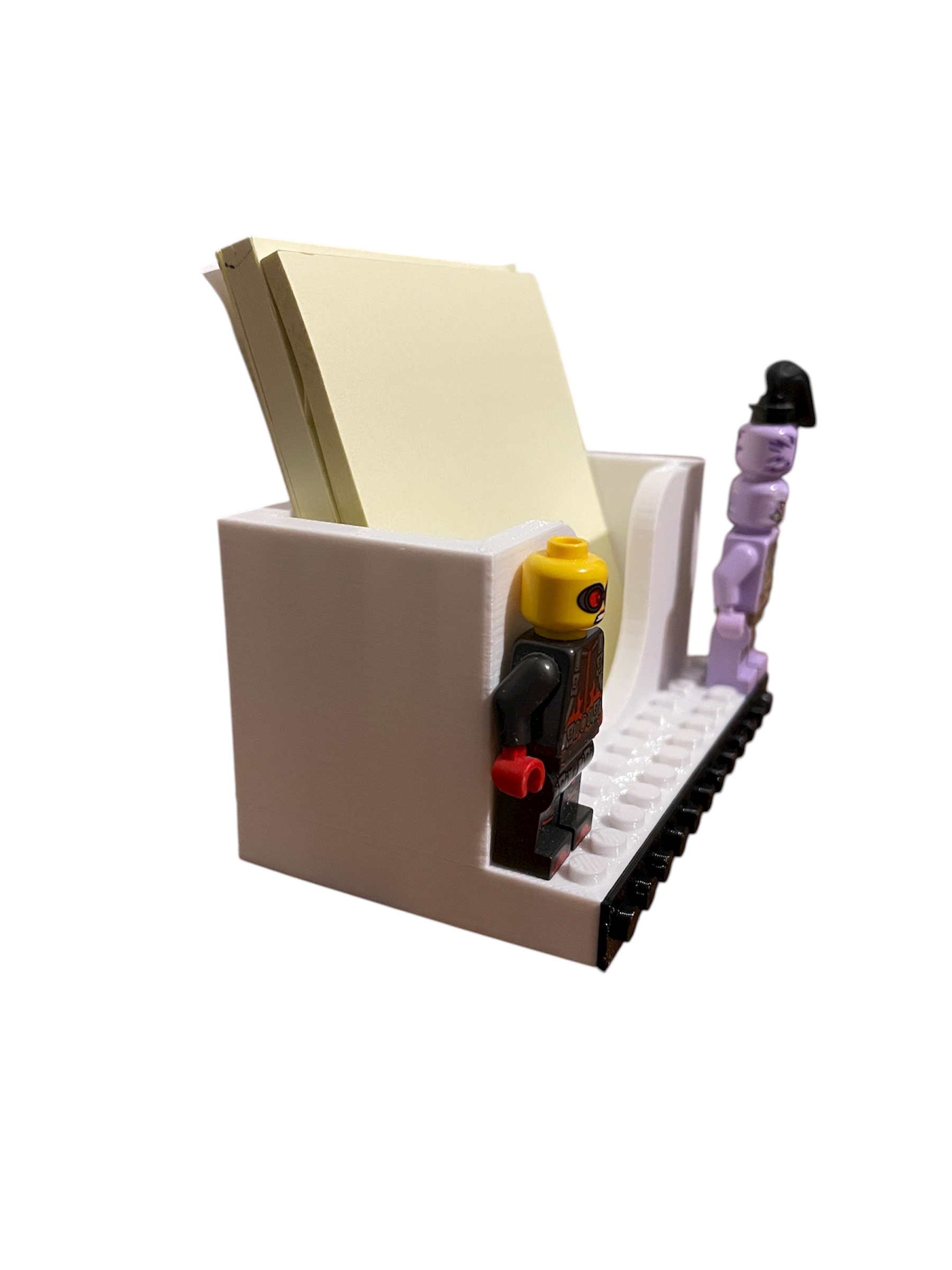 75x75 Sticky Note Holder with LEGO Accent | Desk Stand (No Supports)