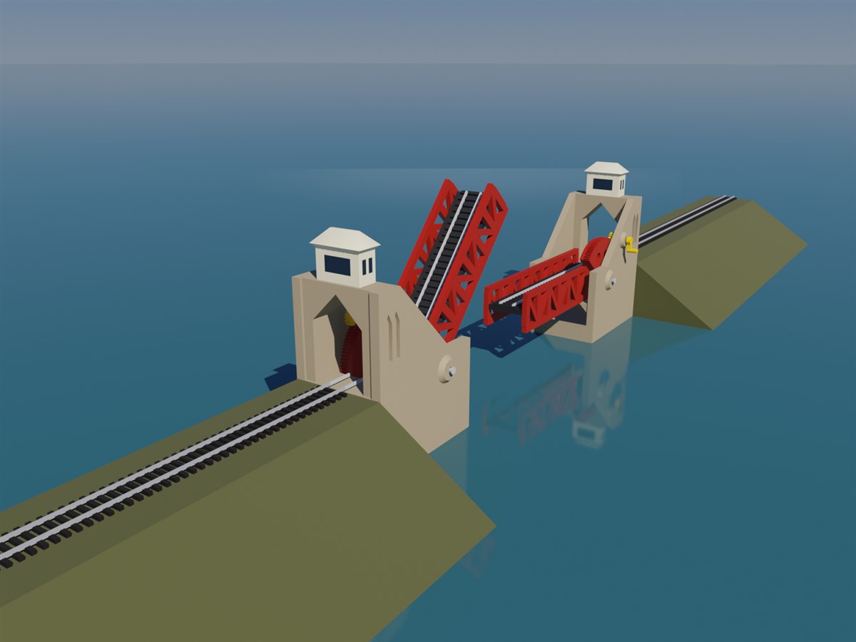 Working Bascule Lift Bridge N Scale 1:160 - Hand Crank, 2 Leaves — STL ...