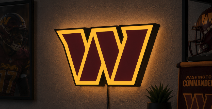 Washington Commanders LED Light Box | Multi-Color 3D Printable STL