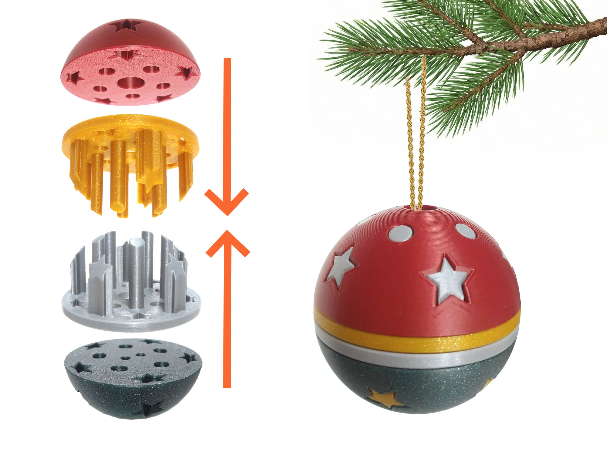 Single Extruder - Multi Color - Christmas Bauble