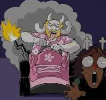 Asgore runs over dess