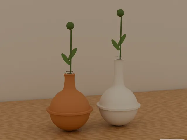 Self-Righting Bud Vase – Round Flask for a Glass Test Tube, Rocks Back Upright When Knocked