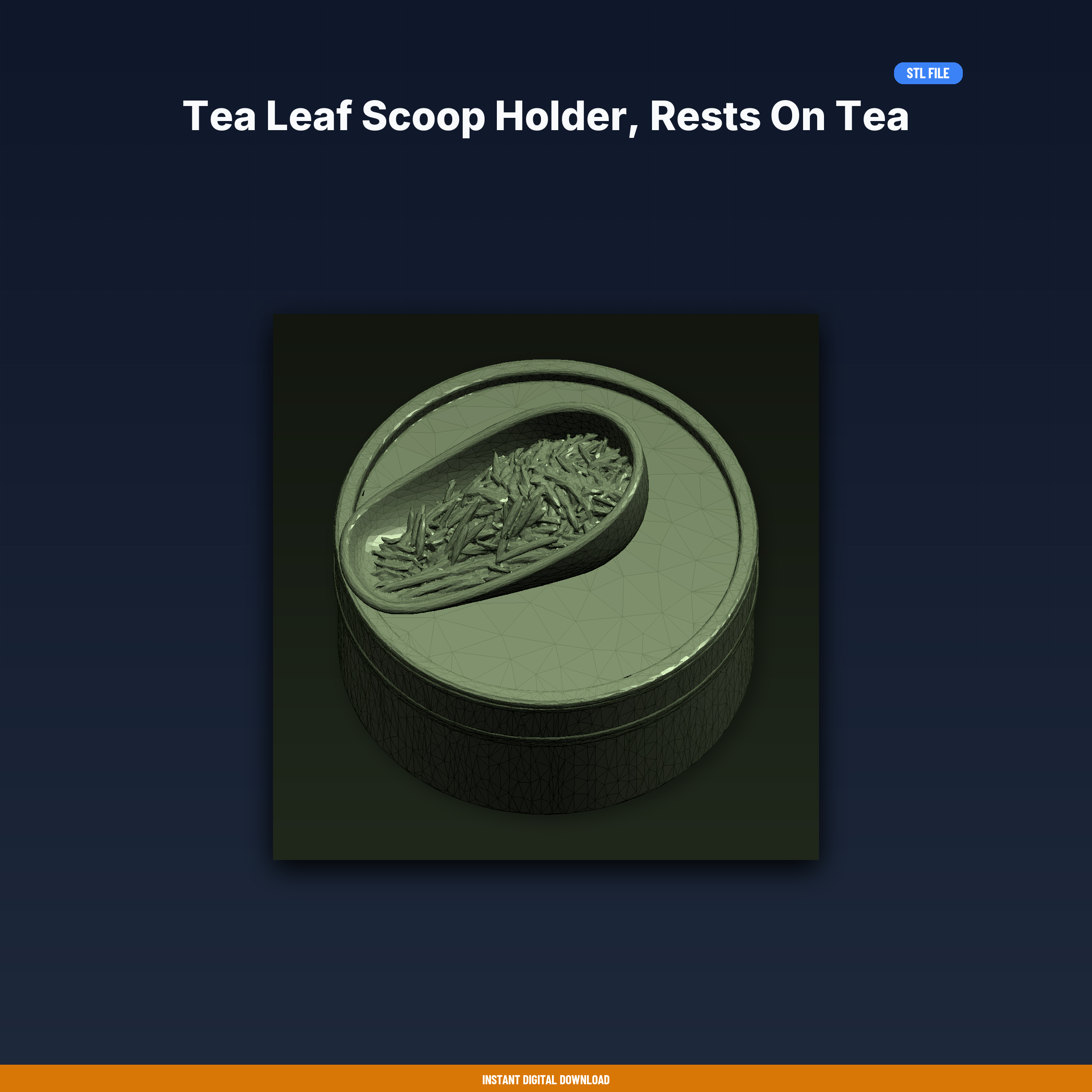Tea Leaf Scoop Holder, Rests On Tea Tin Edge, Keeps Scoop Accessible - 3D Printable STL File