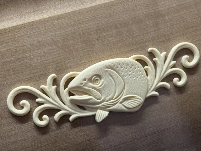 relief set fish rainbow trout animal symbol model