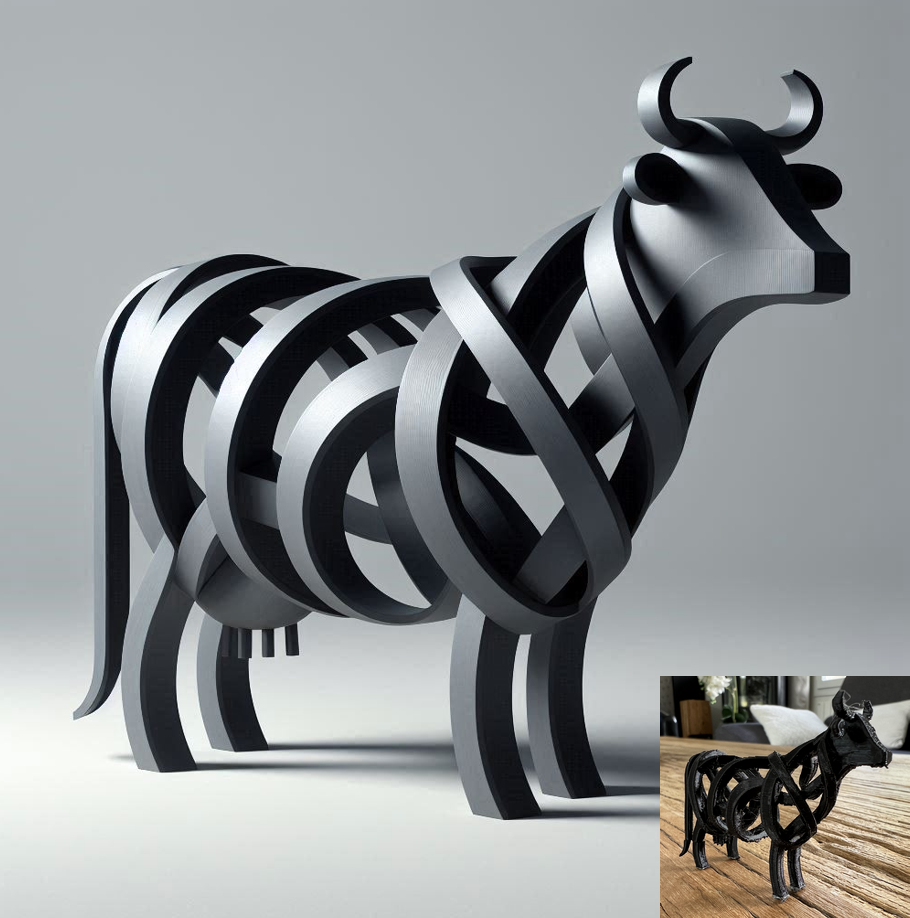 Abstract Cow Sculpture