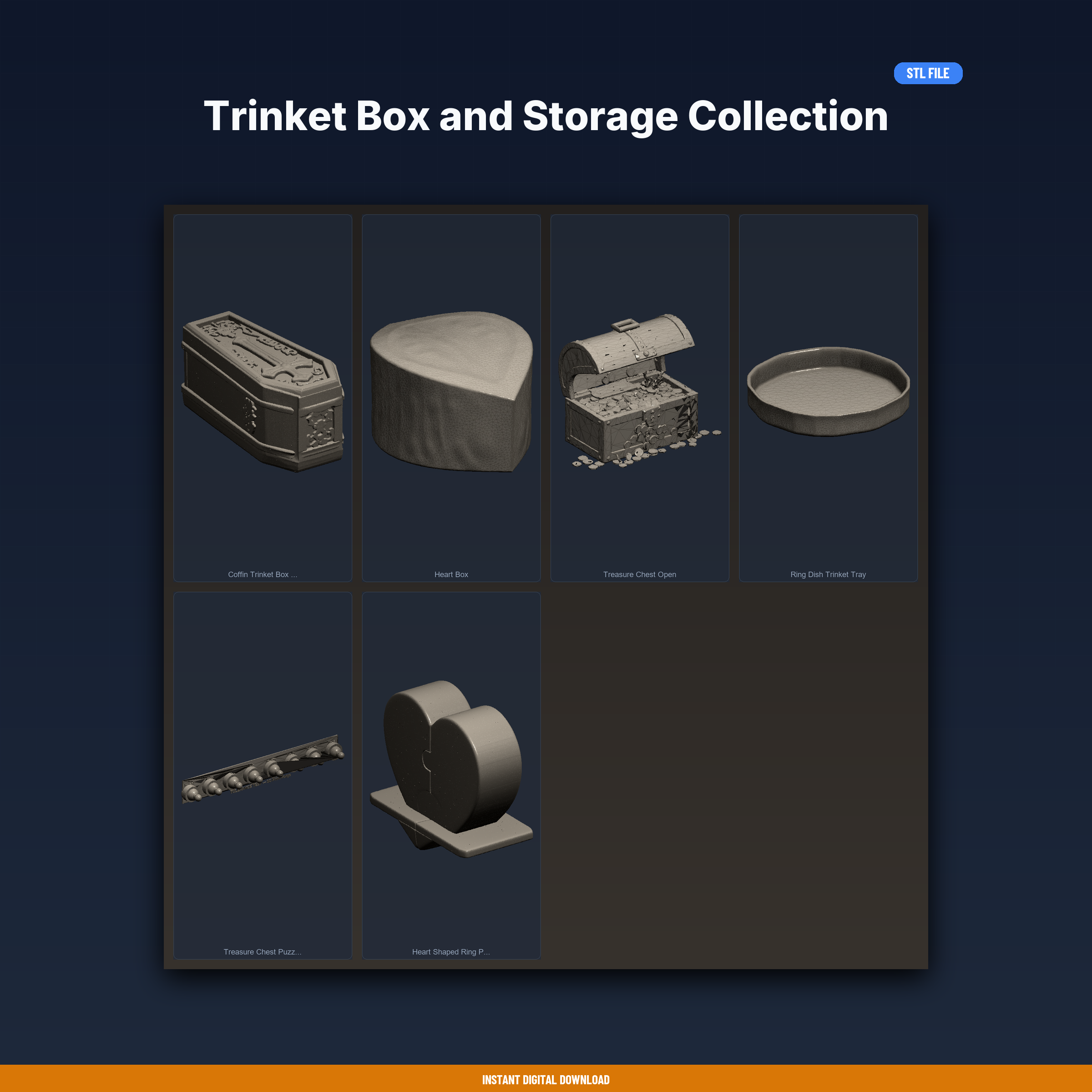 Trinket Box and Storage Collection - 6-Model STL Bundle