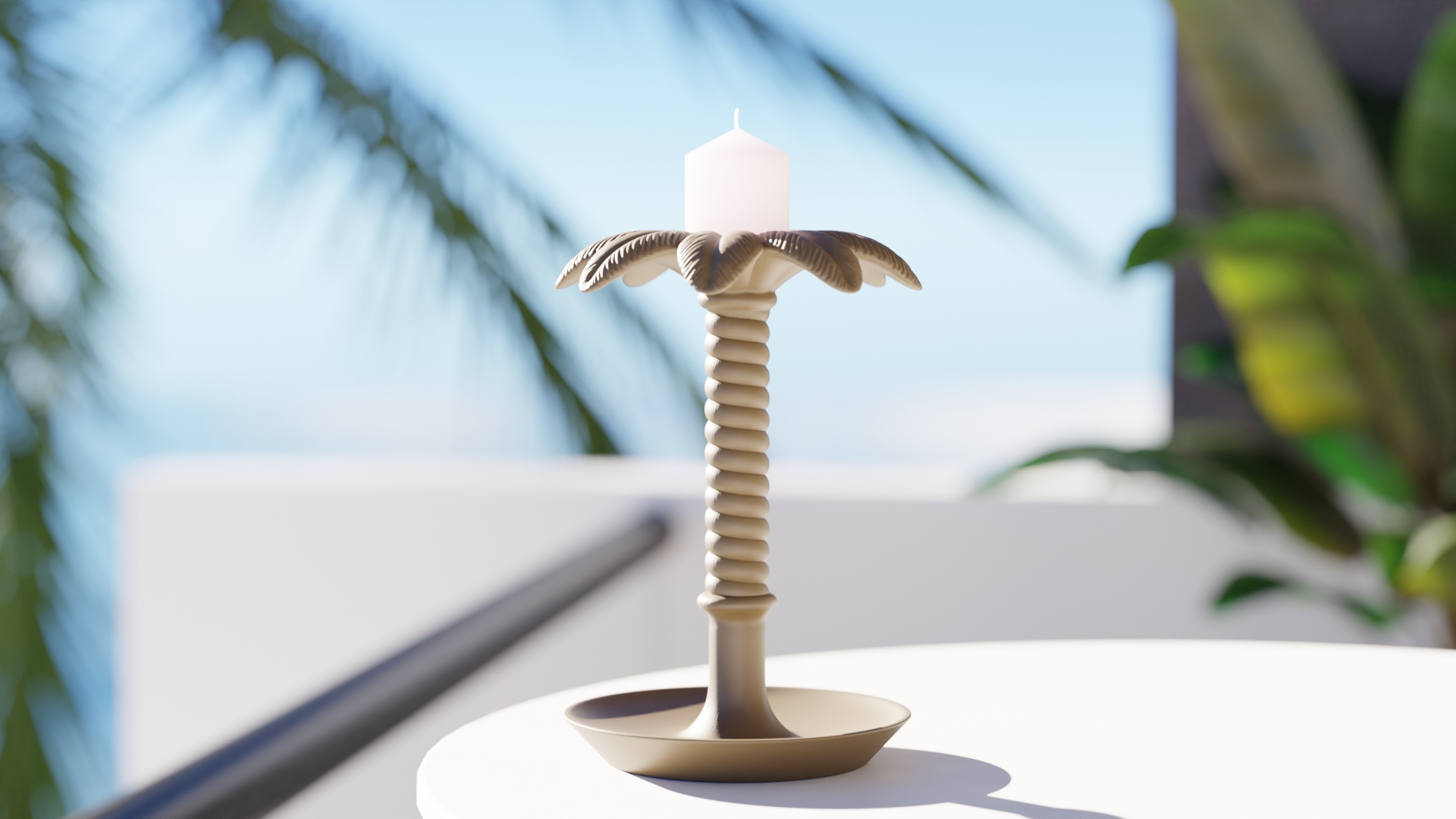 Elegant Palm Glow Candle Holder