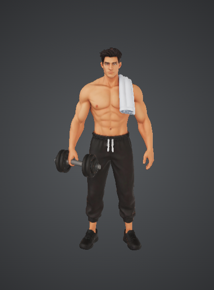 Gym Fitness Man with Dumbbell 3D Printable Model – Athletic Workout Character