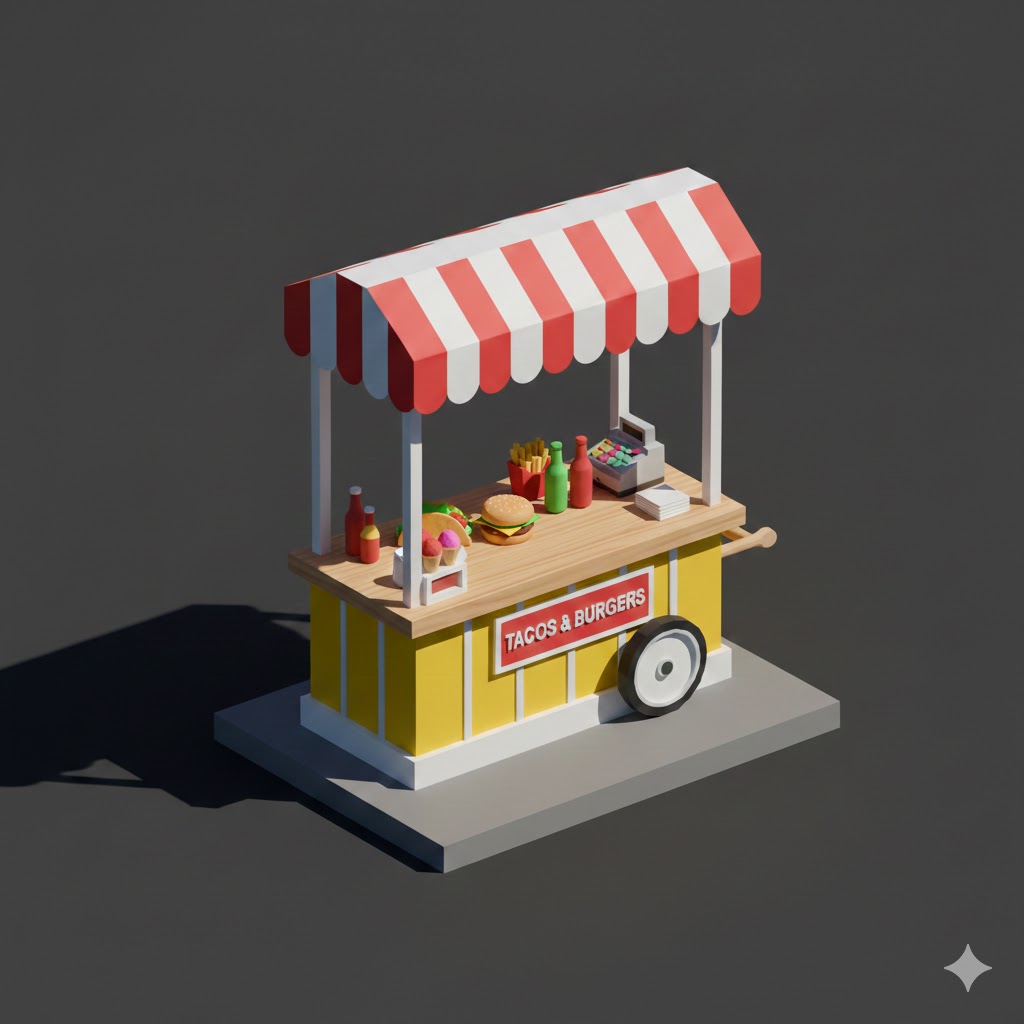 Low Poly Street Food Cart