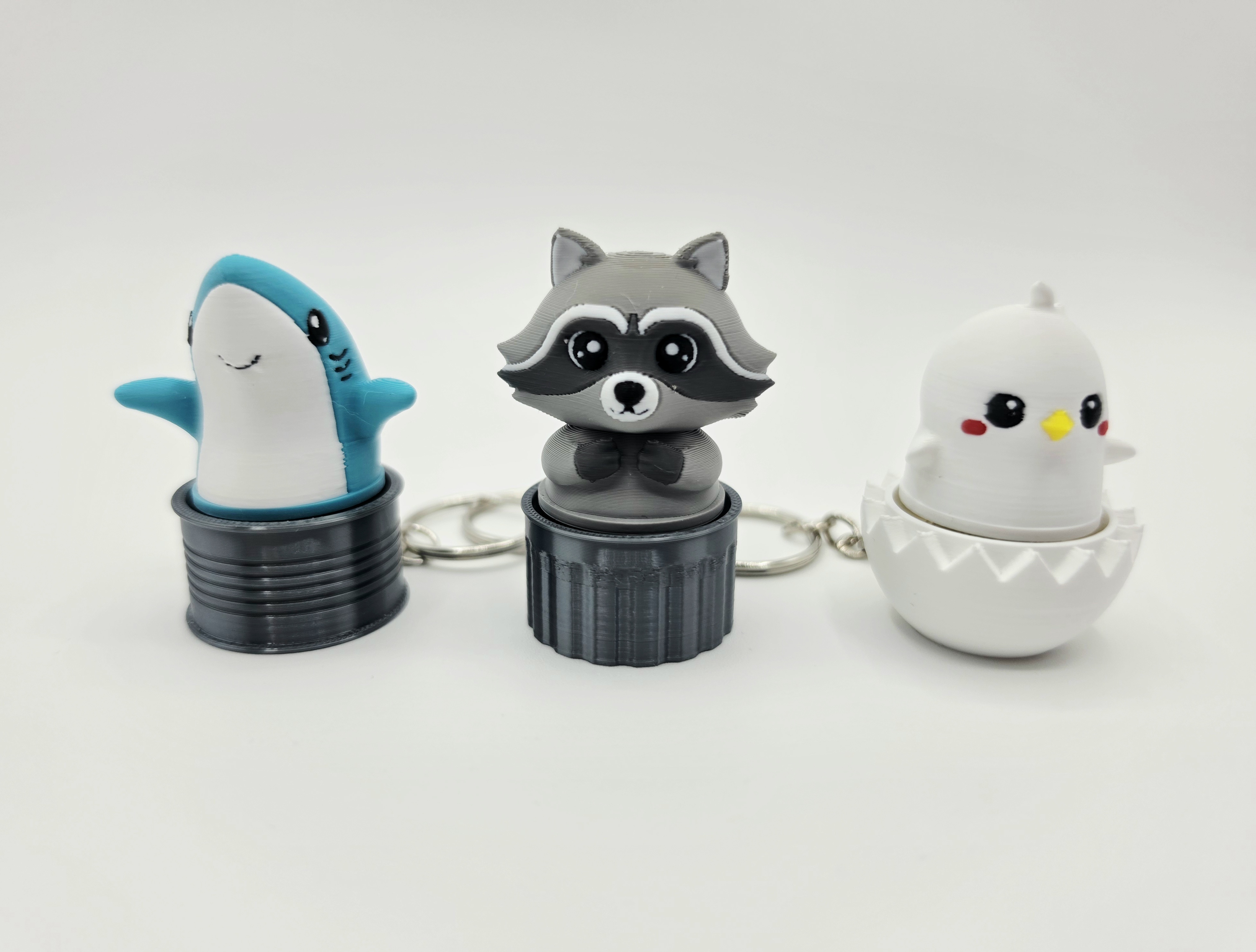 Clicker Cutie Collection 1 - Cute Racoon, Shark & Chick