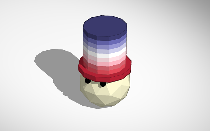 Low poly face with American hat (Adjusted to fit head)