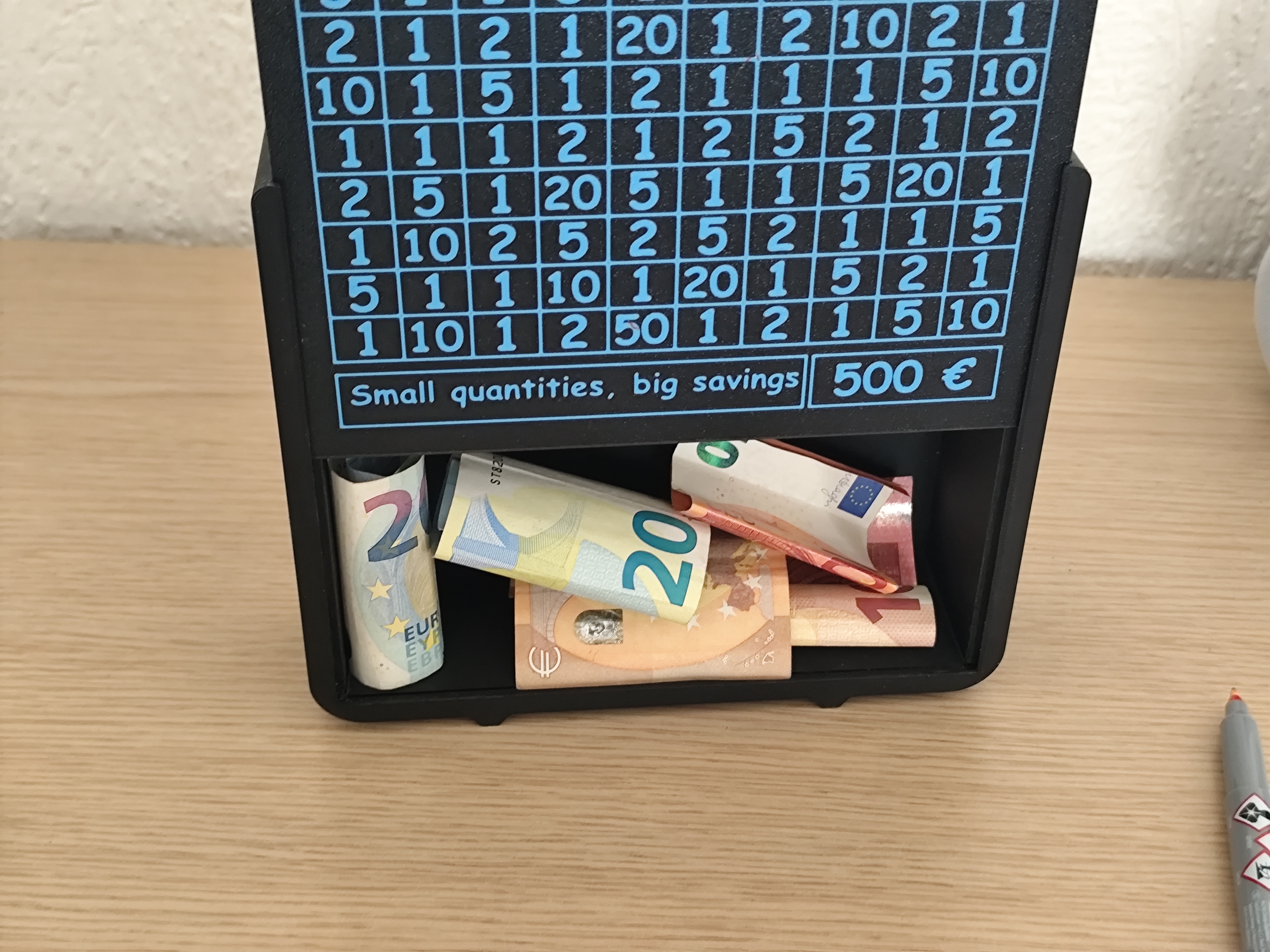 Piggy bank with a goal of €500