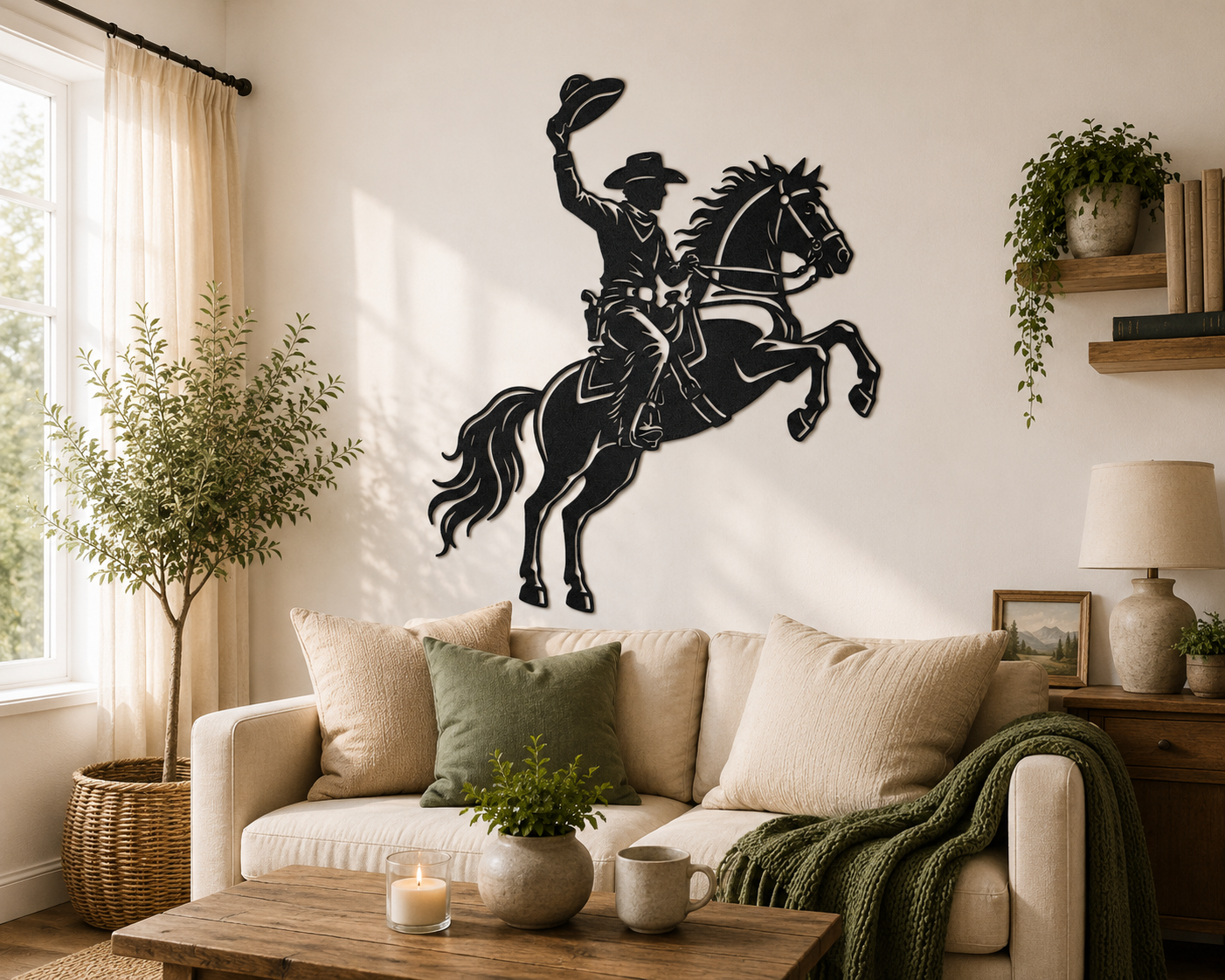 Cowboy Horse Rider 2D Wall Art