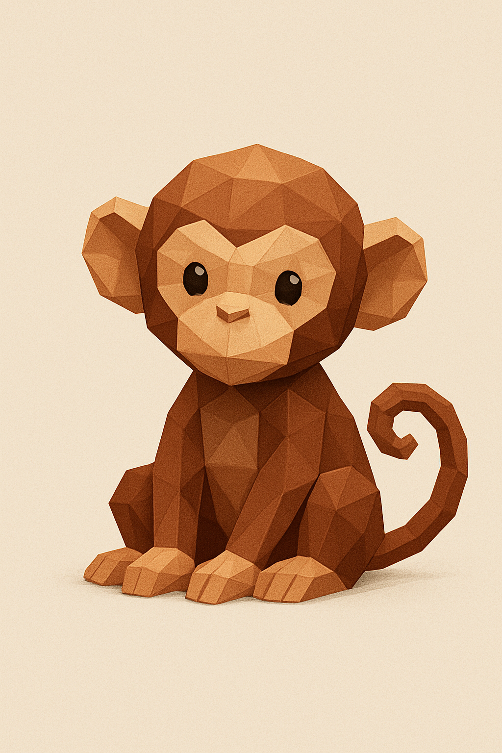 Low poly monkey sitting