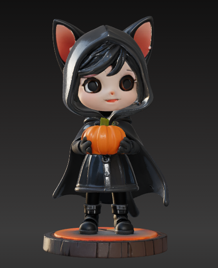 Cute Girl with Pumpkin