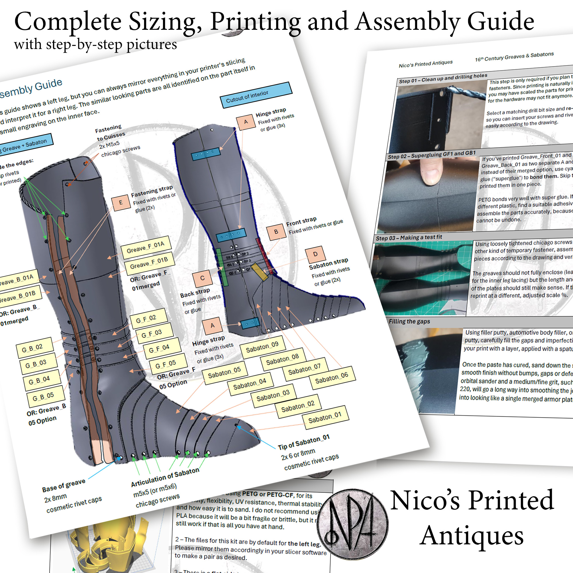 Wearable Greaves and Sabatons (16th Century Knight Armor for Legs and Feet) — miniatura 5