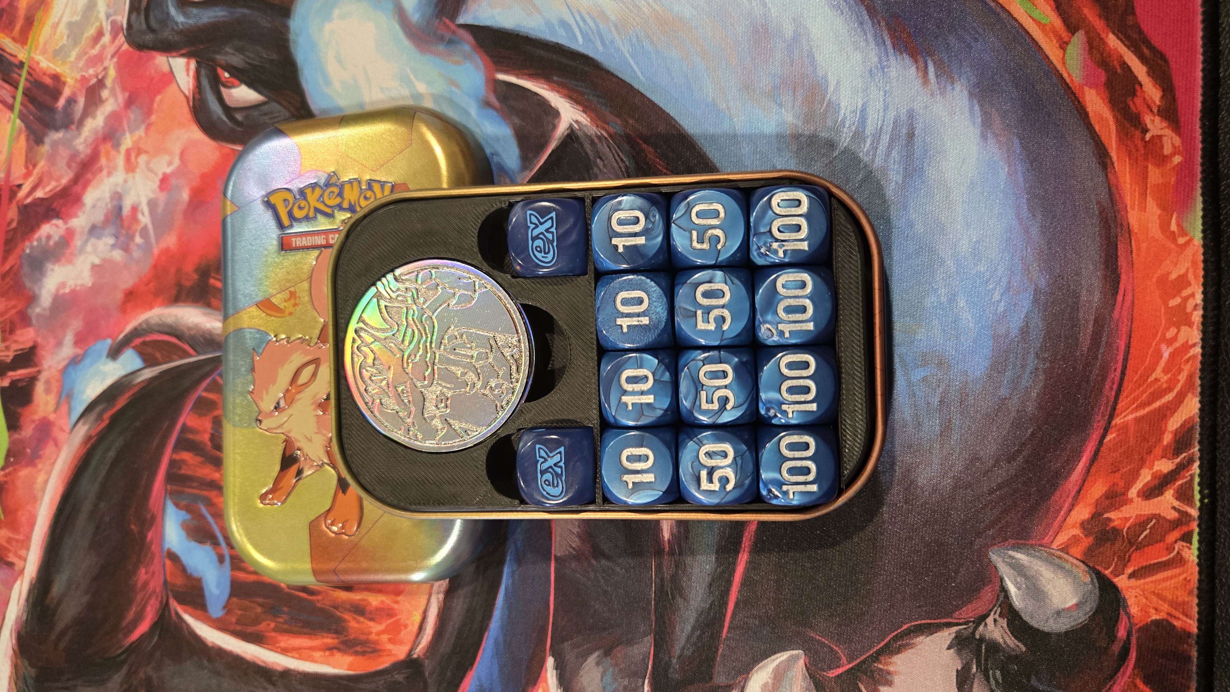 Pokemon Mini Tin Insert 16mm Dice & Small Coins