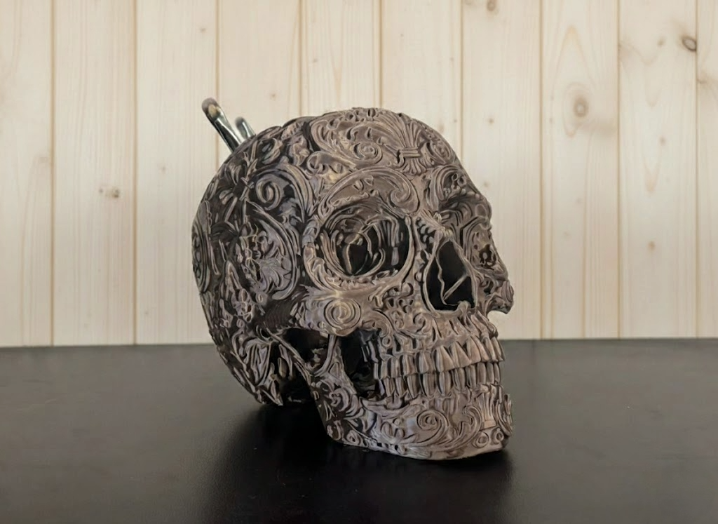 Ornate Floral Skull — Life-Size Desktop Organizer / Planter (Scalable)